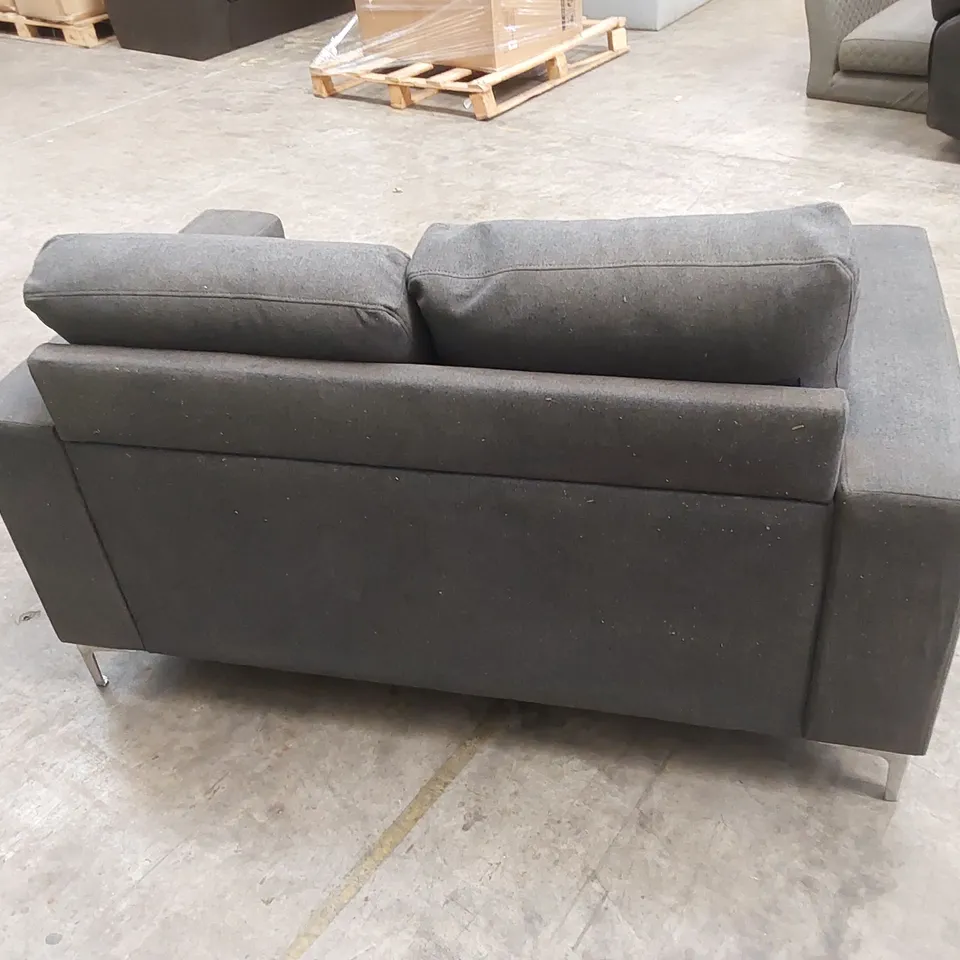 BALTIMORE SLATE GREY PLUSH FABRIC 2 SEATER SOFA 