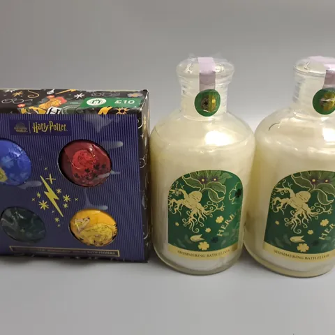 LOT OF 3 HARRY POTTER THEMED BATH TIME ITEMS INCLUDE ELIXIR AND BATH BOMBS