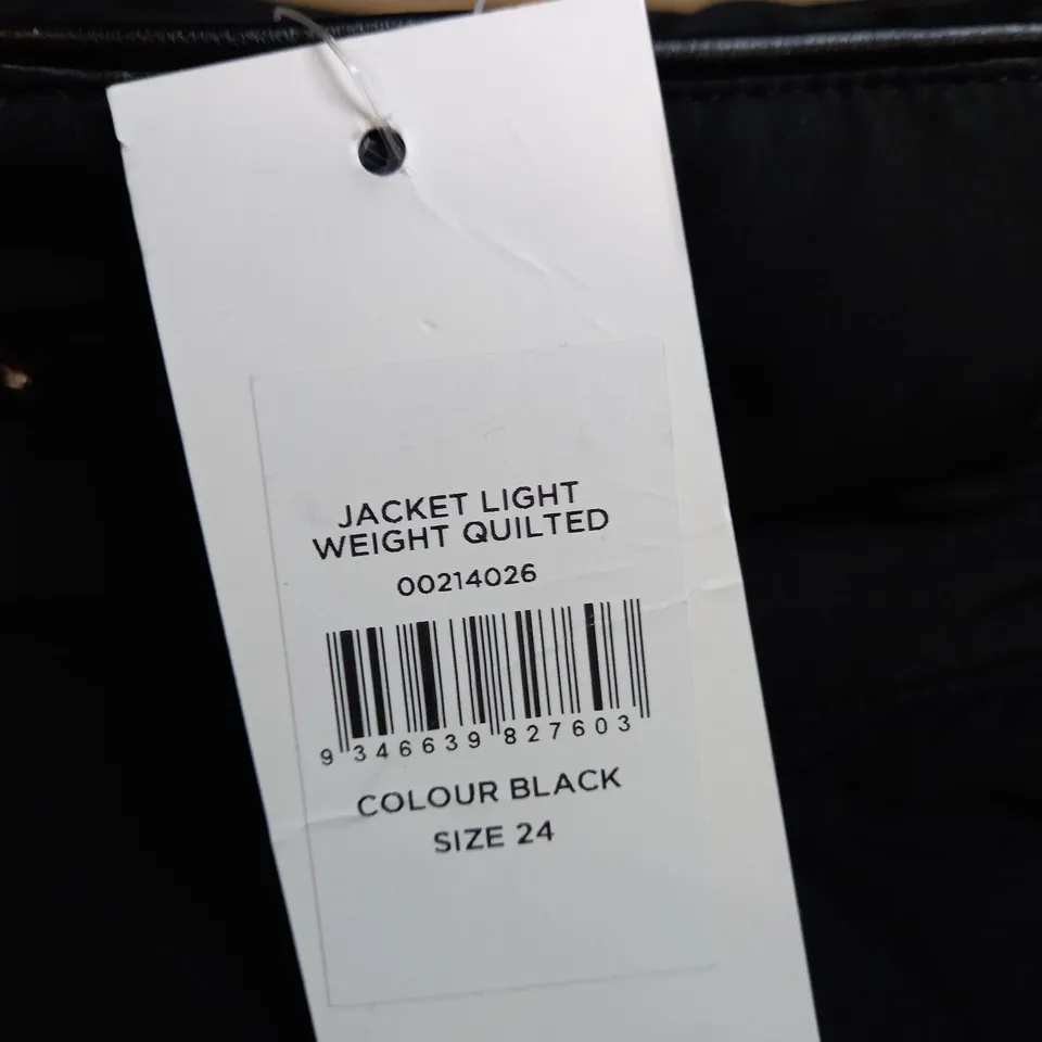EVANS BLACK QUILTED LIGHT WEIGHT JACKET - SIZE 24