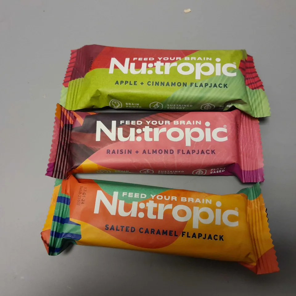 APPROXIMATELY 12 NU:TROPIC FLAPJACKS (APPLE+CINNAMON, RAISIN+ALMOND, SALTED CARAMEL)
