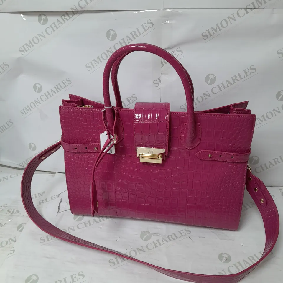 JULIEN MACDONALD FAUX SNAKESKIN HANDBAG IN HOT PINK WITH GOLD DETAILS