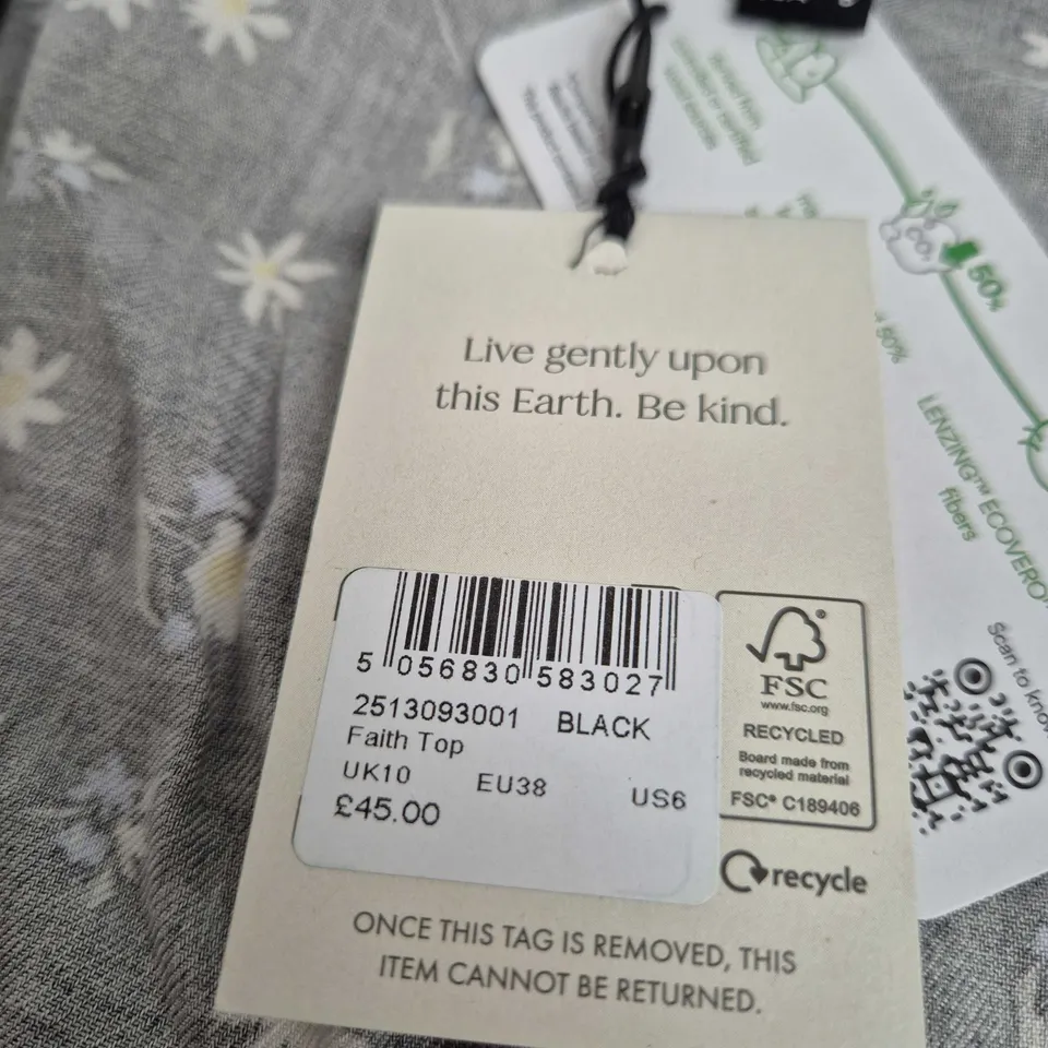 NOBODY'S CHILD FAITH TOP – BLACK FLORAL, UK10