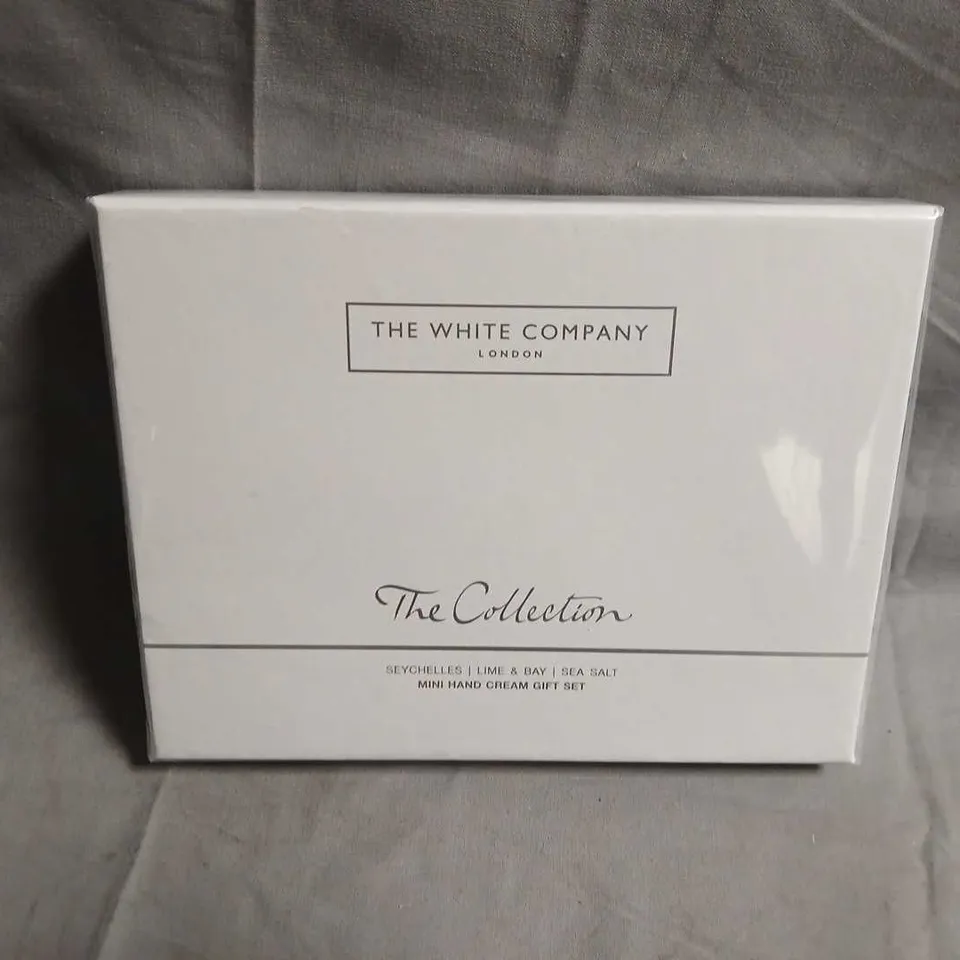 THE WHITE COMPANY THE COLLECTION MINI HAND CREAM GIFT SET – SEYCHELLES, LIME & BAY, SEA SALT 