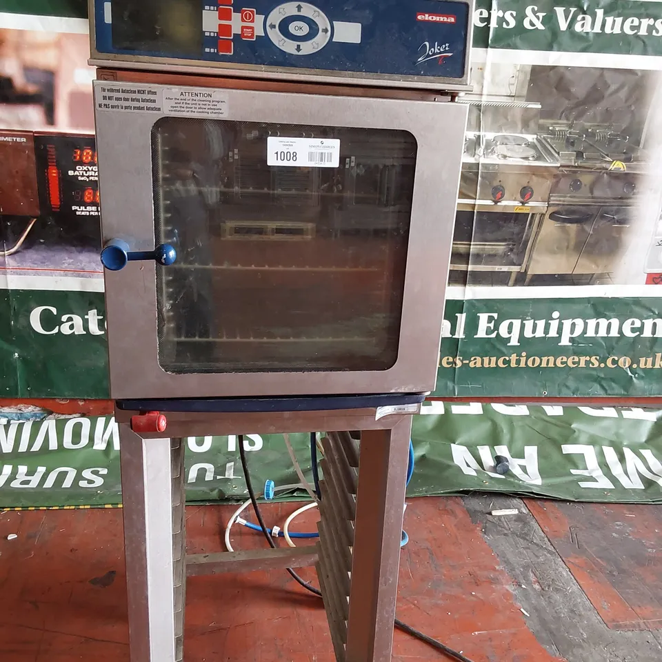 ELOMA JOKER T COMPACT ELECTRIC COMBI OVEN ON RACKED STAND