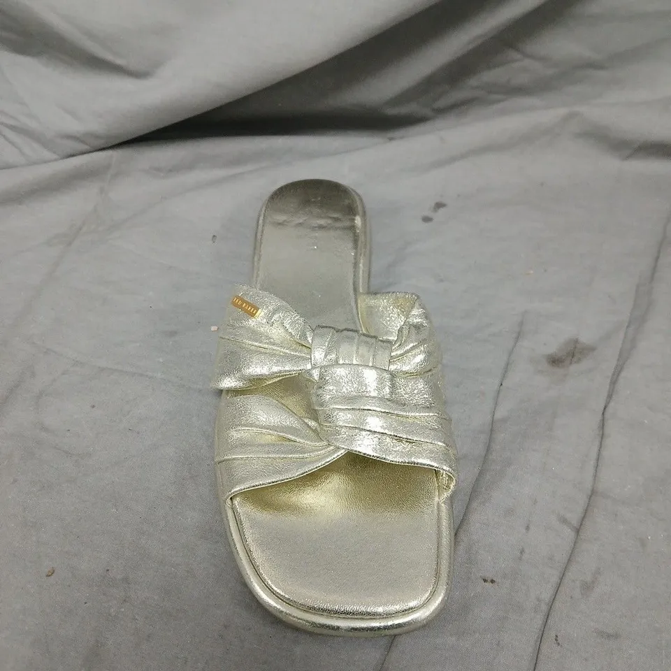 TED BAKER GOLD METALLIC SANDALS – WOMEN'S SLIP-ON - SIZE 6