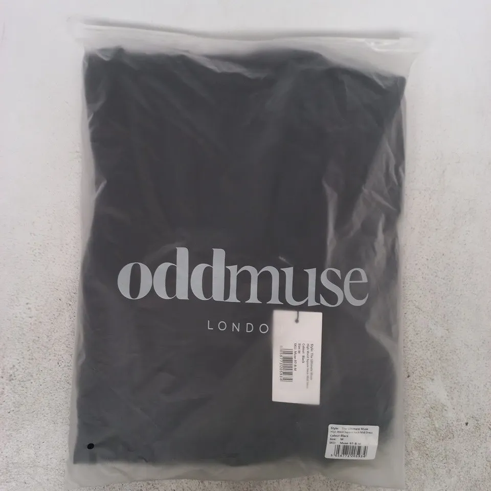 BAGGED ODD MUSE THE ULTIMATE MUSE HIGH WAIST SQUARE NECK MIDI DRESS IN BLACK SIZE MEDIUM