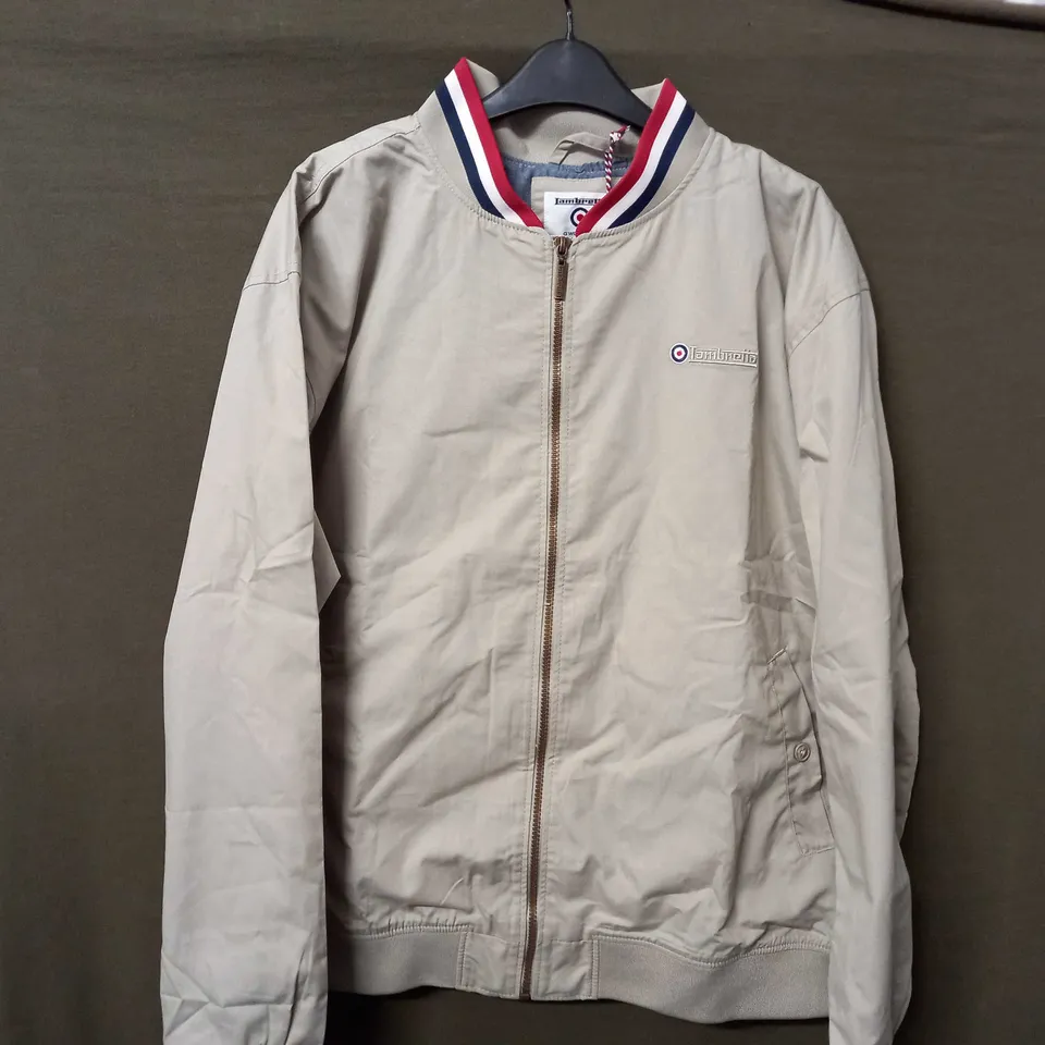 LAMBRETTA TRIPLE TIPPED MONKEY JACKET IN STONE - SIZE 3XL