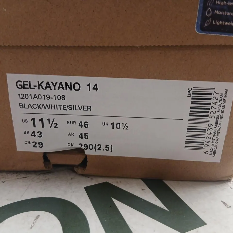 ASICS GEL-KAYANO 14 RUNNING SHOES – SILVER/WHITE/BLACK, UK 10½ (US 11½)