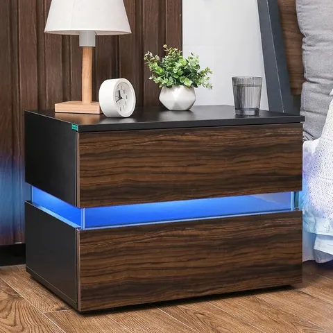 BOXED LED NIGHTSTAND WITH 2 DRAWERS (1 BOX)