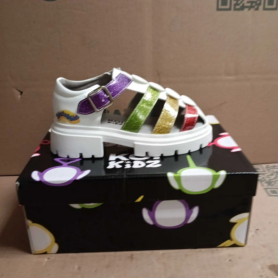 KOI KIDZ TELETUBBIES GLITTER TRUMPETS SANDALS WHITE MULTI SIZE 11