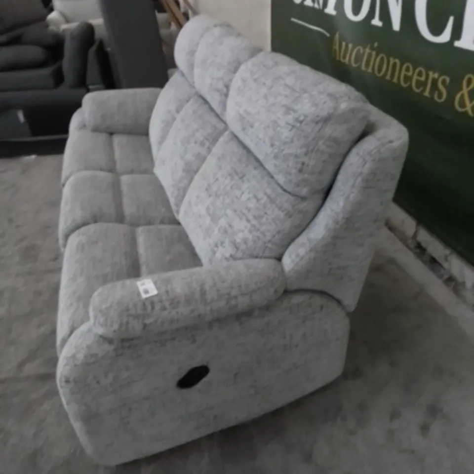DESIGNER G PLAN MADE KINGSBURY ULTIMA SLATE FABRIC MANUAL RECLINING THREE SEATER SOFA