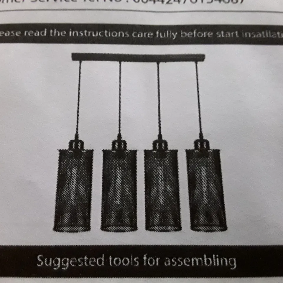 BOXED LANGSA 4-LIGHT BLACK KITCHEN ISLAND  