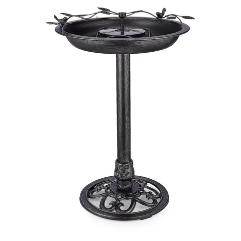 BERNINI SOLAR COLOUR CHANGING STEEL BIRD BATH FOUNTAIN BOXED