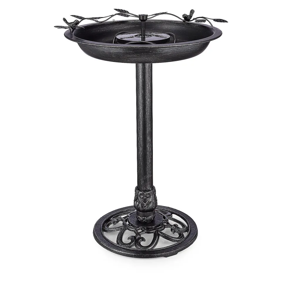 BERNINI SOLAR COLOUR CHANGING STEEL BIRD BATH FOUNTAIN BOXED