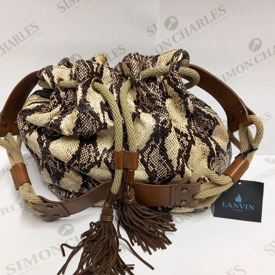 LANVIN BLACK/WHITE SNAKE LARGE BUCKET BAG 