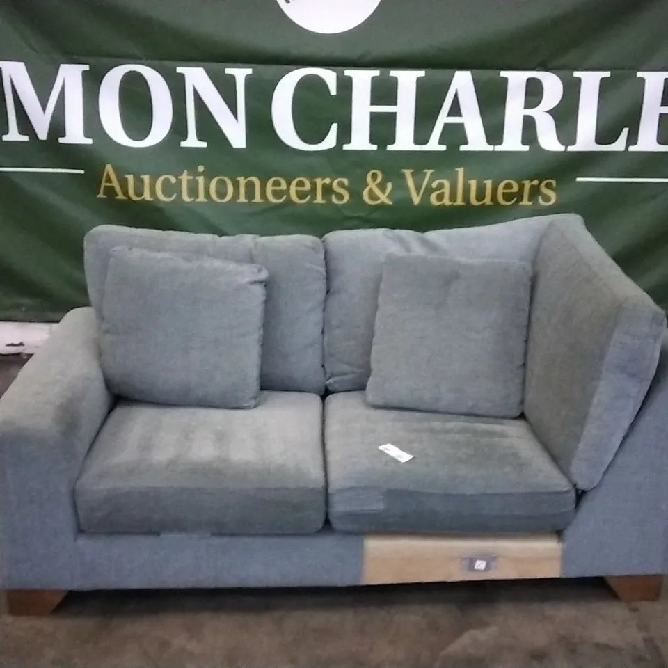 QUALITY BRITISH DESIGNER JADE GREEN FABRIC CORNER SOFA SECTION