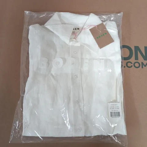 BAGGED BODEN SIENNA LINEN SHIRT IN WHITE - UK 10R