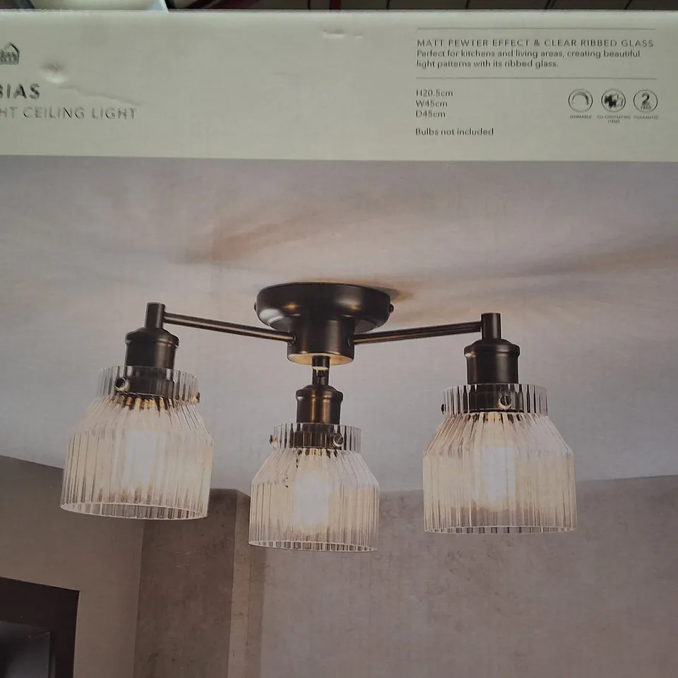 DUNELM TOBIAS 3-LIGHT CEILING LIGHT – BOXED