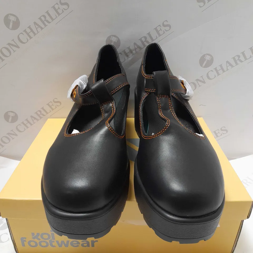 KOI TOZO STITCH MARY JANES BLACK PU/ORANGE SHOES - SIZE 10