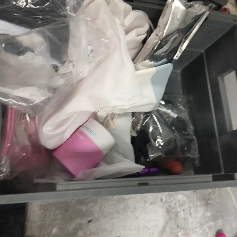 TOTE OF ASSORTED X RATED TOYS AND ACCESSORIES