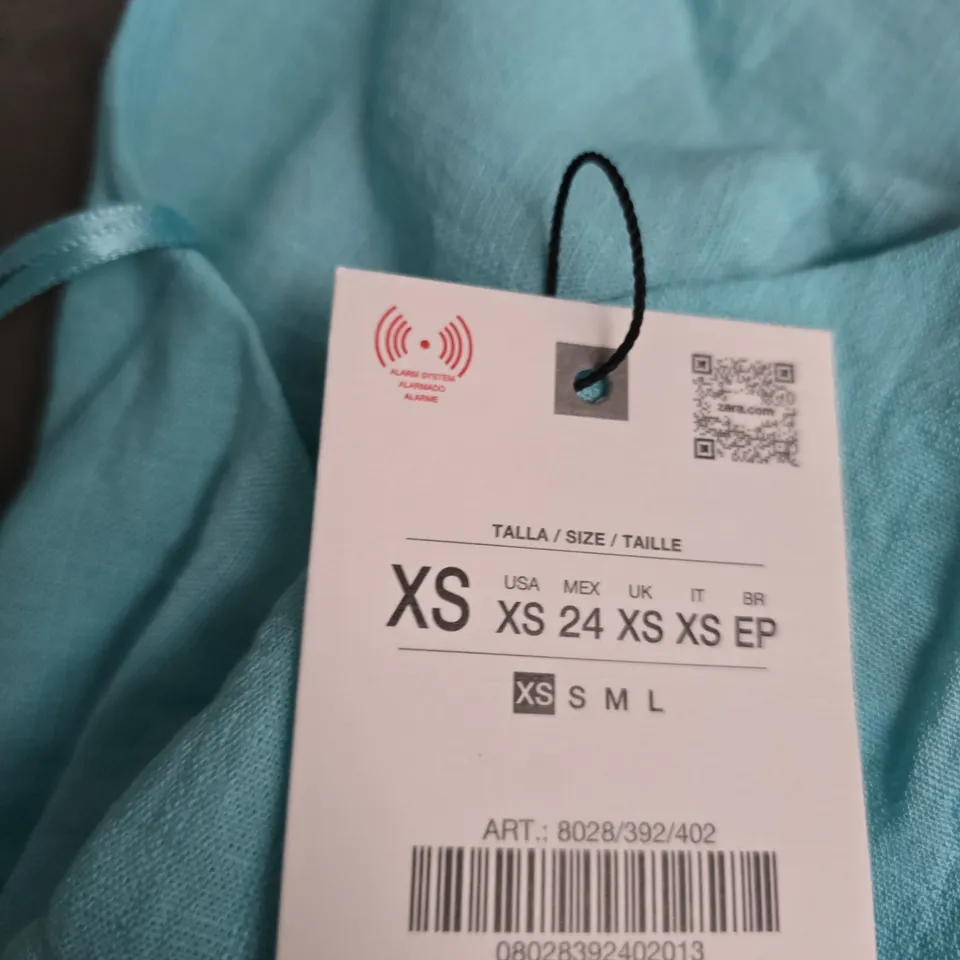 UK 22 TURQUOISE HALTER-NECK DRESS (XS US 24) - WOMEN'S CLOTHING