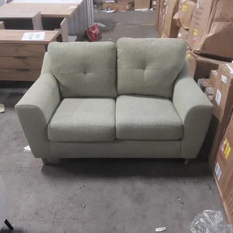 QUALITY DESIGNER ESPITIA 2 SEATER FABRIC UPHOLSTERED SOFA IN SAGE