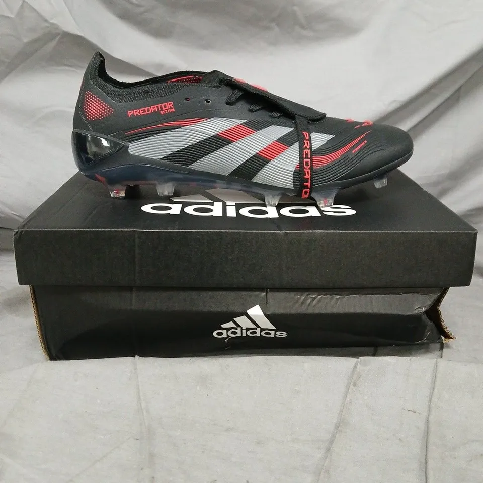 BOXED PAIR OF ADIDAS PREDATOR FOOTBALL BOOTS – BLACK/RED - SIZE 9.5