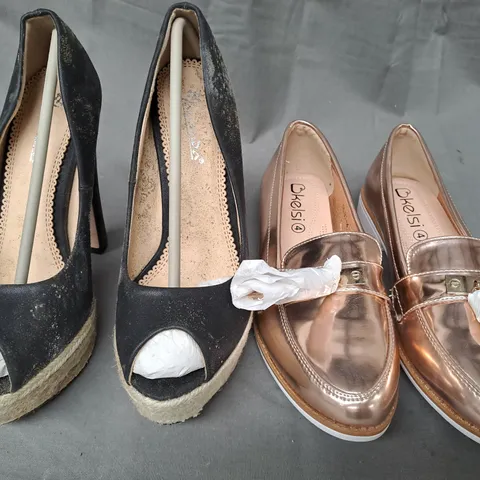 BOX OF APPROXIMATELY 10 ASSORTED PAIRS OF SHOES IN VARIOUS COLOURS, STYLES, AND SIZES