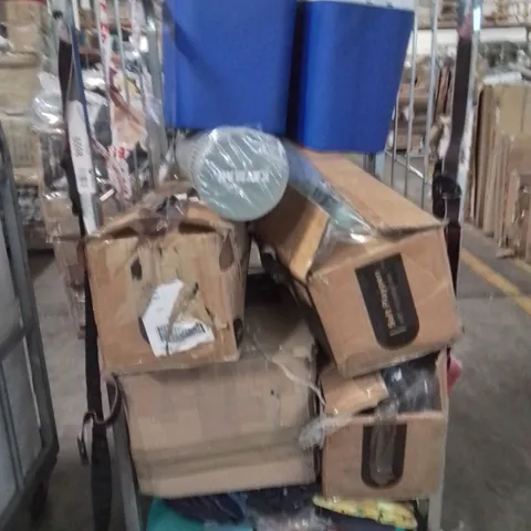 CAGE OF ASSORTED HOUSEHOLD GOODS AND PRODUCTS TO INCLUDE;PLAYPEN,YOGA MAT,COOLER BOXES