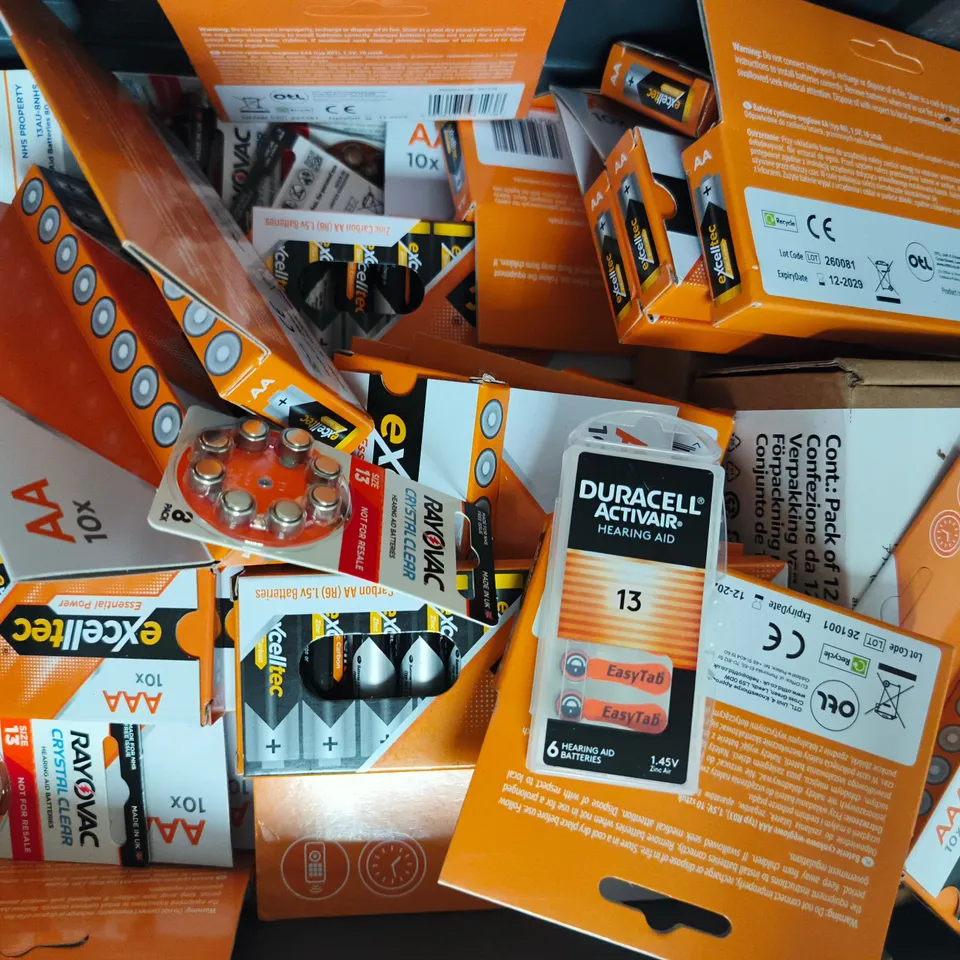 LARGE ASSORTMENT OF BATTERIES TO INCLUDE RAYOVAC, DURACELL, ETC