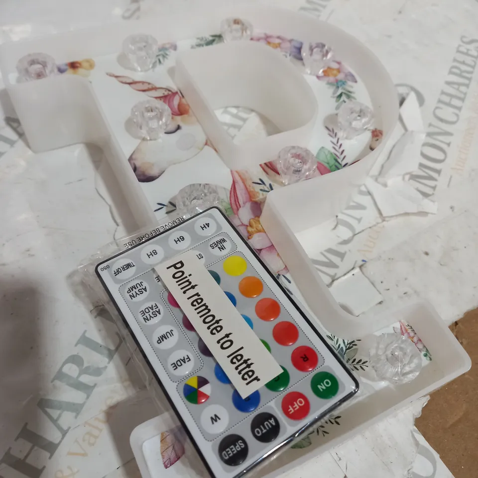 boxed diamond glow letter light with colour changing remote