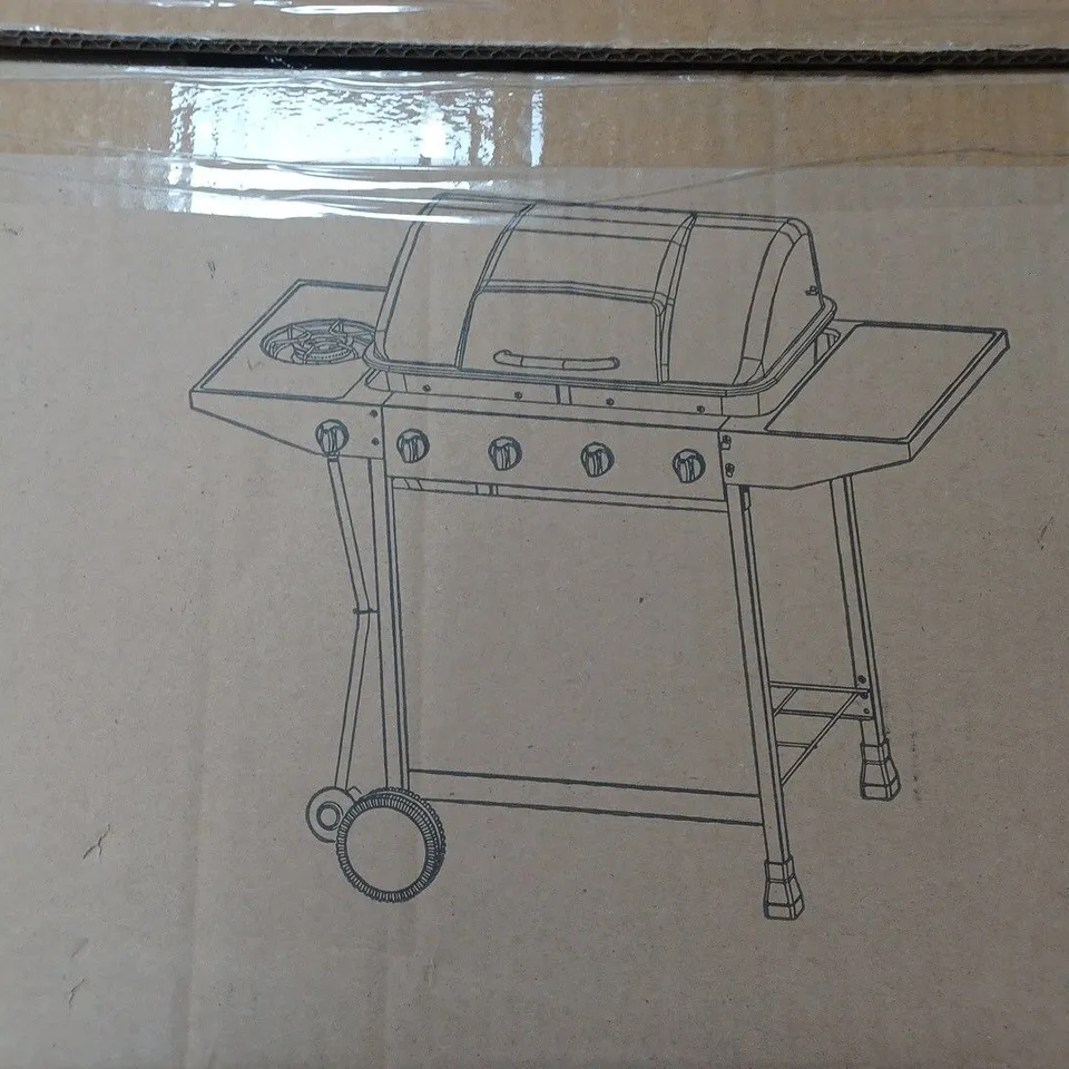 BOXED 4 BURNER GAS BBQ WITH SIDE BURNER - COLLECTION ONLY 