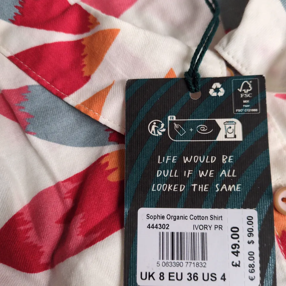 WHITE STUFF SOPHIE ORGANIC COTTON SHIRT – IVORY, UK 8 (EU 36, US 4)