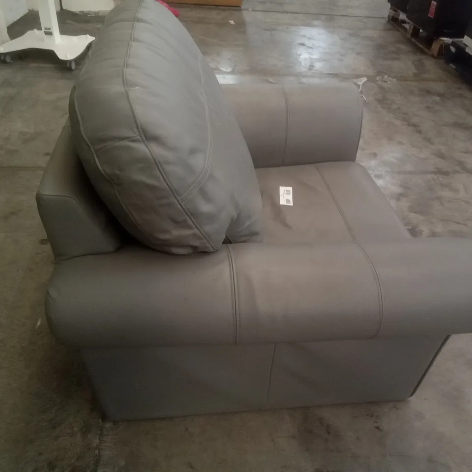 QUALITY DESIGNER ARMCHAIR - GREY LEATHER 