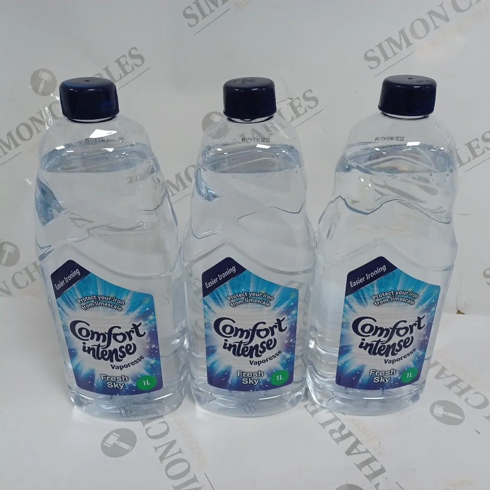 BOX OF 3X1L COMFORT INTENSE VAPORESSE IRONING WATER FRESH SKY