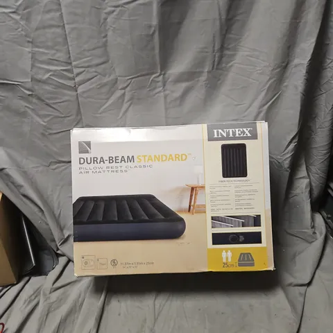 INTEX DURA-BEAM STANDARD PILLOW REST CLASSIC AIR MATTRESS – 137×191 CM, 25 CM THICK, BOXED