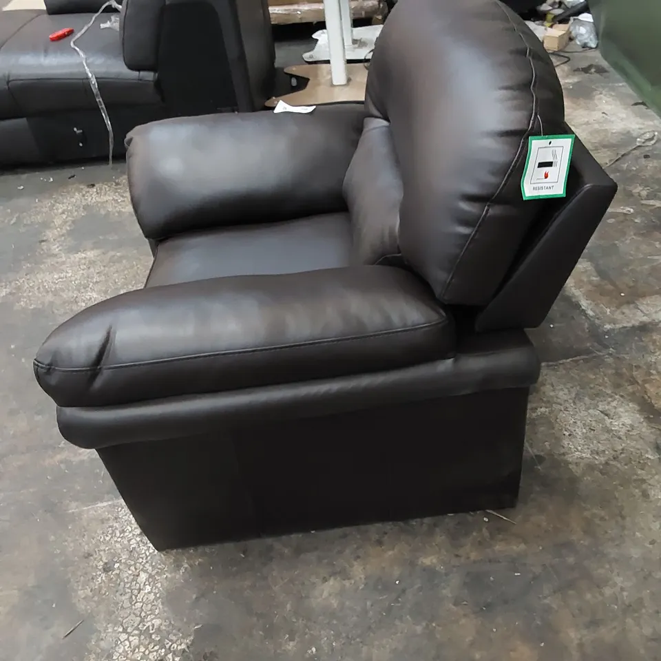 DESIGNER LEATHER ARMCHAIR - WALNUT BROWN 