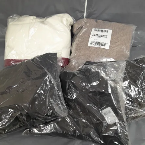 LOT OF 5 ASSORTED CLOTHING ITEMS TO INCLUDE - KNITTED WIDE LEG JOGGER IN BROWN 14 - CREW NECKTAILORED JACKET IN BLACK 14 - JUMPSUIT IN BLACK SIZE S - ETC