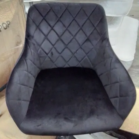 BOXED PAIR OF BLACK VELVET UPHOLSTERED DINING CHAIRS