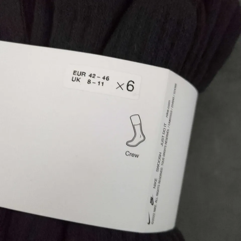 NIKE EVERYDAY CREW SOCKS, BLACK, 6-PACK, UK 8-11 (EU 42-46)