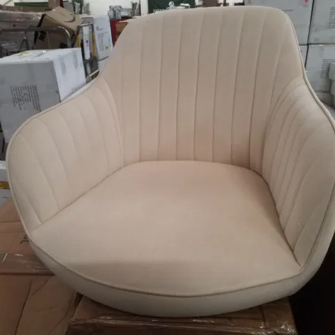 BOXED DESK CHAIR NO WHEELS WITH 360° SWIVEL SEAT DINING CHAIR - CREAM