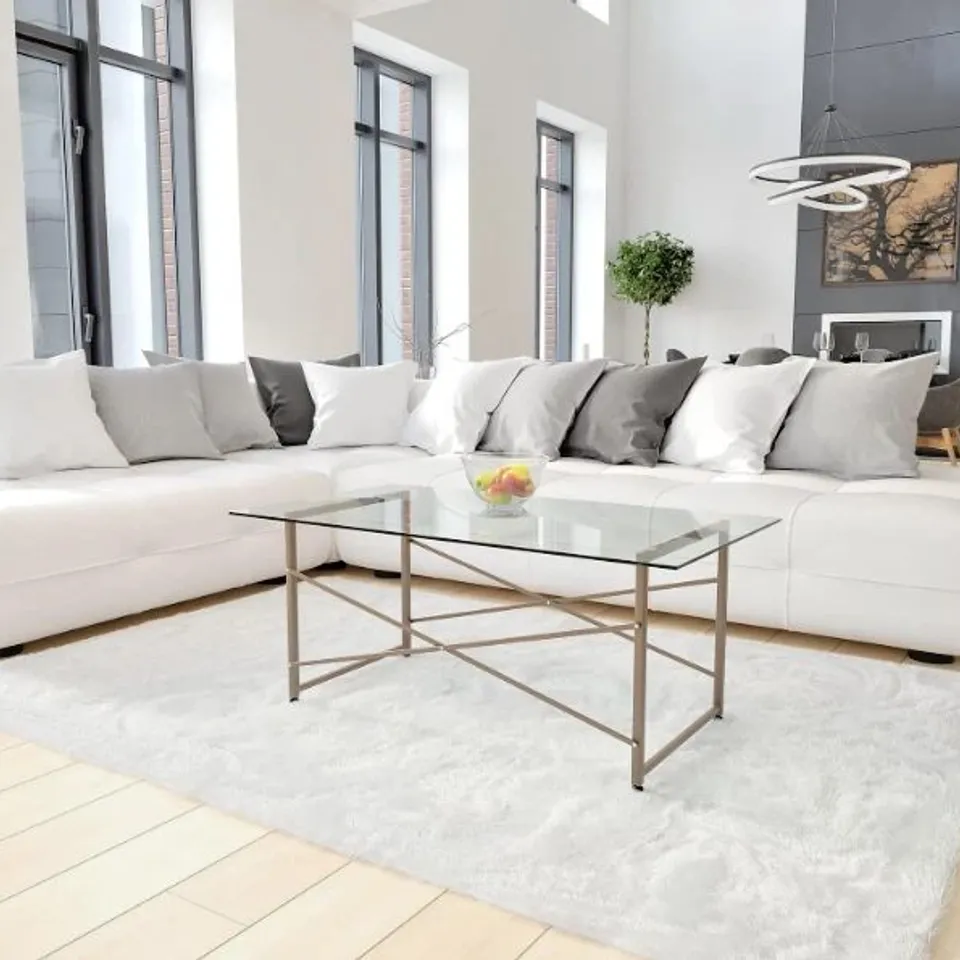 BOXED FLASH FURNITURE MAR VISTA CLEAR GLASS MODERN COFFEE TABLE (1 BOX)