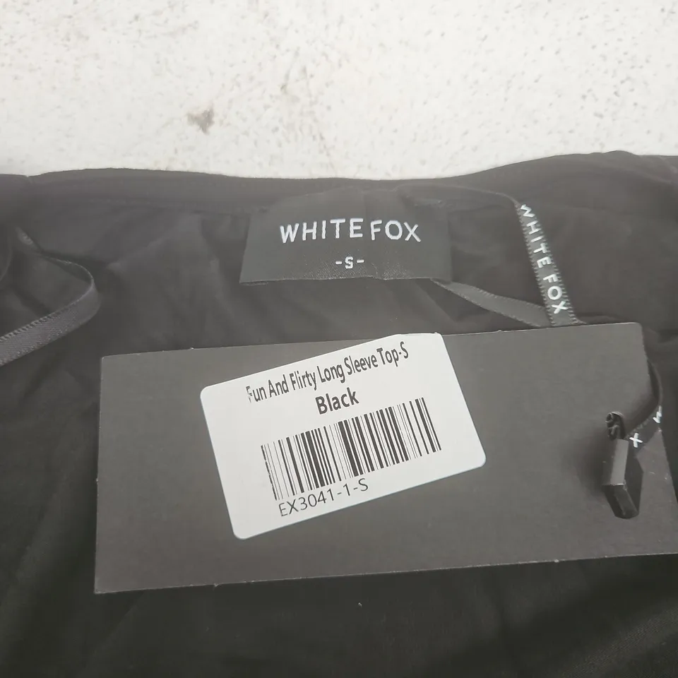 WHITE FOX FUN AND FLIRTY LONG SLEEVE TOP – BLACK, UK SMALL