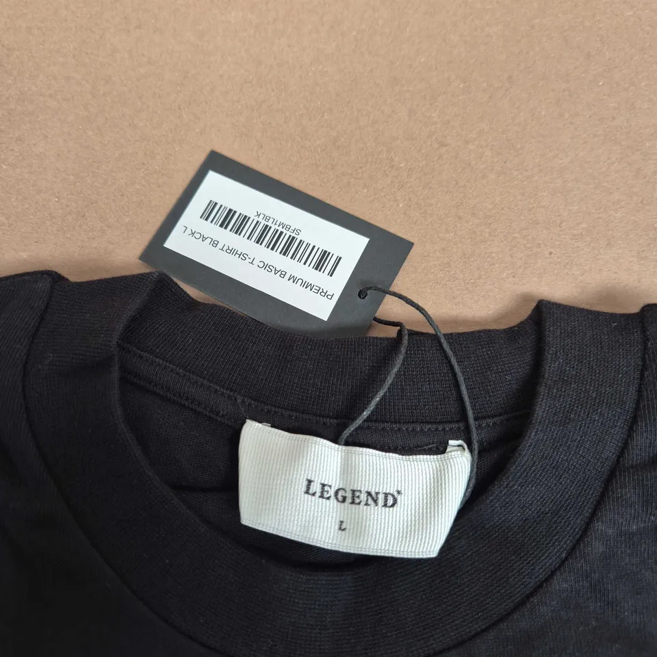 LEGEND BLACK PREMIUM BASIC T-SHIRT – UK SIZE L