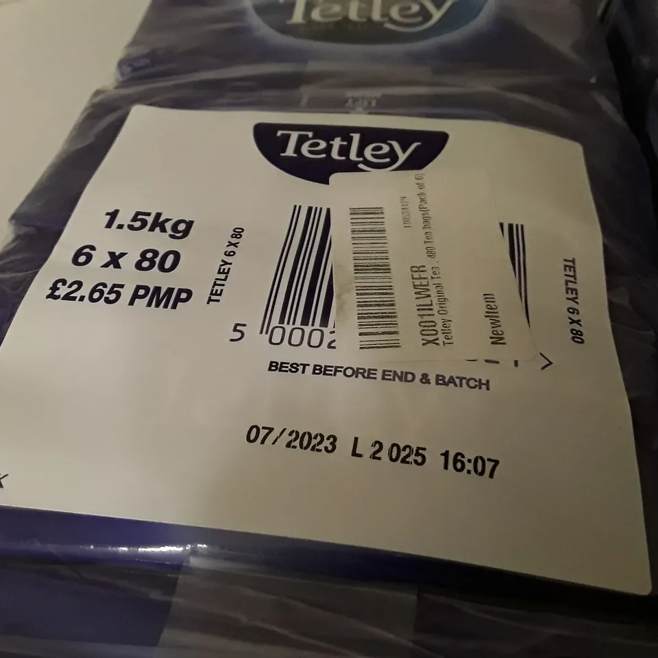 LOT OF 5 TETLEY 6X80 PACKS OF TEA BAGS