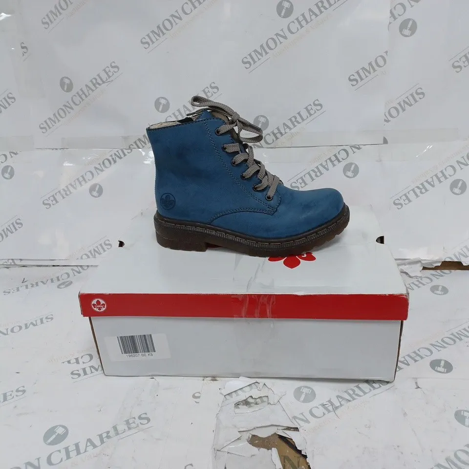 BOXED RIEKER BLUE LACE ANKLE BOOTS- SIZE 5 