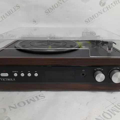 BOXED VICTROLA 3 IN 1 TURNTABLE IN MAHOGANY