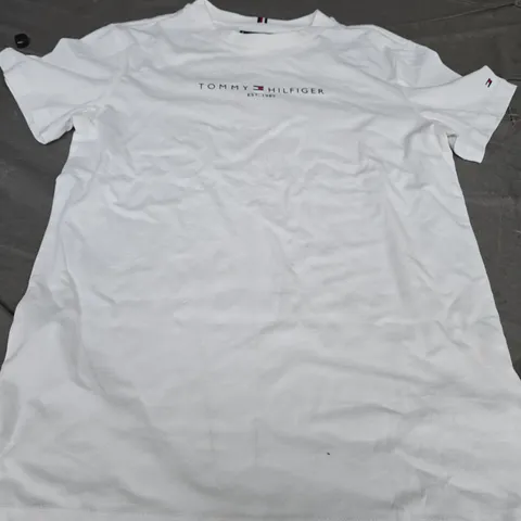 TOMMY HILFIGER PLAIN LOGO T-SHIRT, WHITE - SIZE 164
