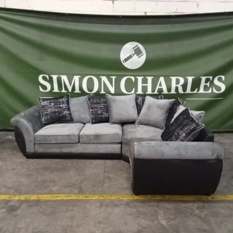 LANA FABRIC AND FAUX LEATHER CORNER GROUP SOFA