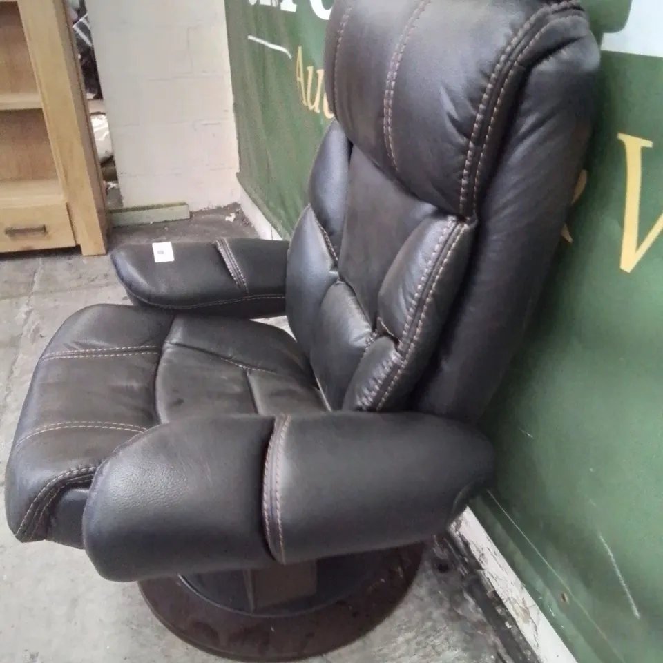 DESIGNER DELPHI RECLINING CHAIR WITH STOOL BLACK
